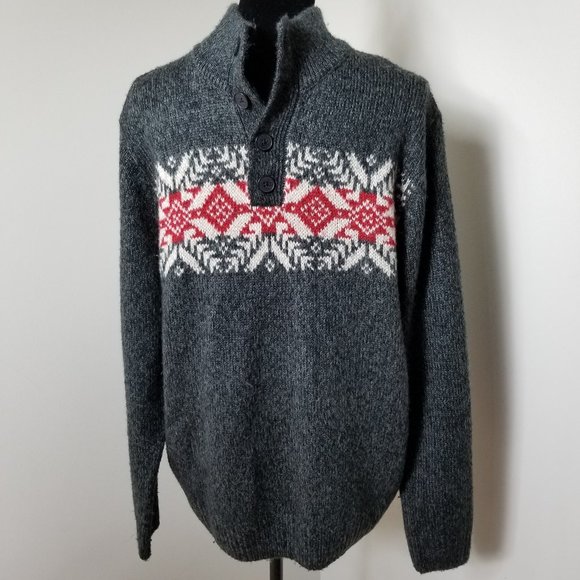 Oscar de la Renta Other - Oscar de la Renta Mens Gray 1/4 Button Sweater XL